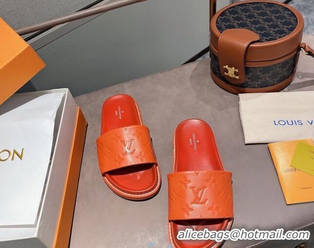 Luxury Louis Vuitton Monogram Supple Leather Flat Slide Sandals 011172 Orange 2021