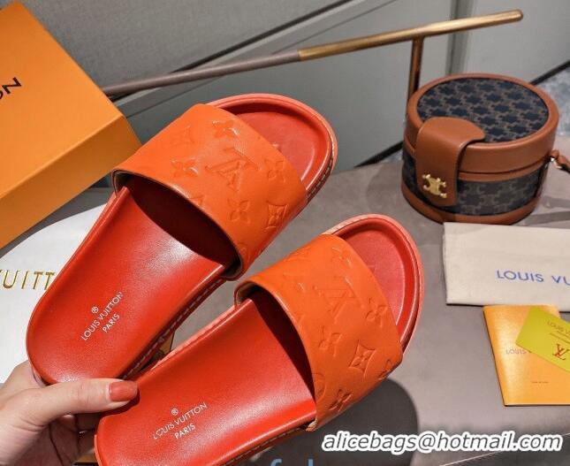 Luxury Louis Vuitton Monogram Supple Leather Flat Slide Sandals 011172 Orange 2021