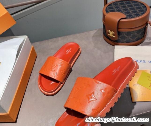 Luxury Louis Vuitton Monogram Supple Leather Flat Slide Sandals 011172 Orange 2021