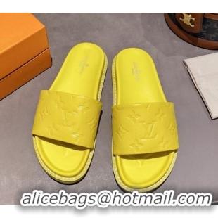 Good Product Louis Vuitton Monogram Supple Leather Flat Slide Sandals 011172 Yellow 2021