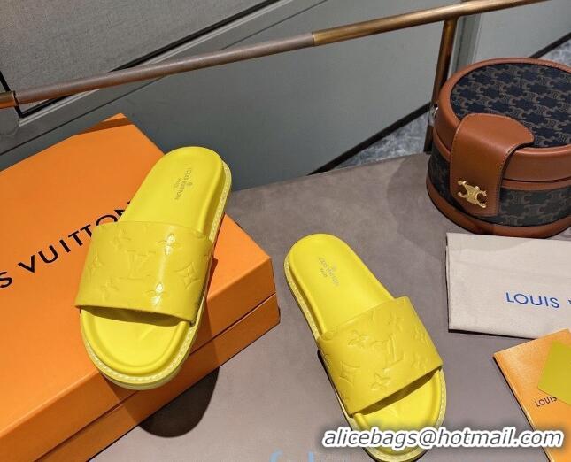 Good Product Louis Vuitton Monogram Supple Leather Flat Slide Sandals 011172 Yellow 2021