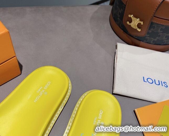 Good Product Louis Vuitton Monogram Supple Leather Flat Slide Sandals 011172 Yellow 2021