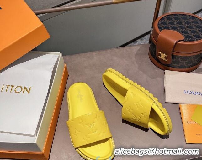 Good Product Louis Vuitton Monogram Supple Leather Flat Slide Sandals 011172 Yellow 2021