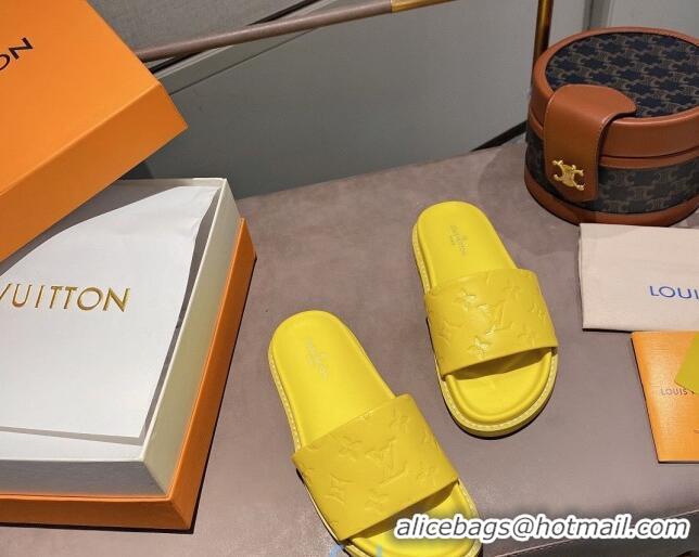 Good Product Louis Vuitton Monogram Supple Leather Flat Slide Sandals 011172 Yellow 2021