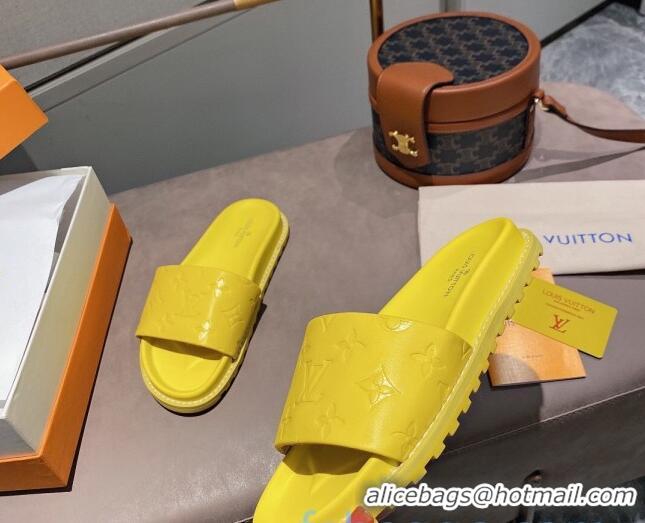 Good Product Louis Vuitton Monogram Supple Leather Flat Slide Sandals 011172 Yellow 2021