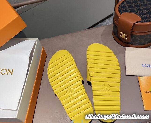 Good Product Louis Vuitton Monogram Supple Leather Flat Slide Sandals 011172 Yellow 2021