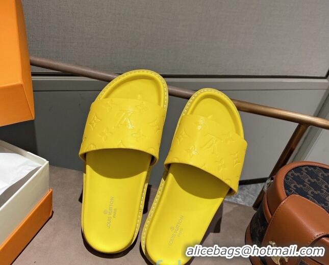 Good Product Louis Vuitton Monogram Supple Leather Flat Slide Sandals 011172 Yellow 2021