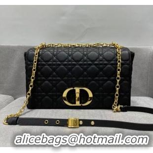 Buy Discount LARGE DIOR CARO BAG Black Soft Cannage Calfskin M9243U