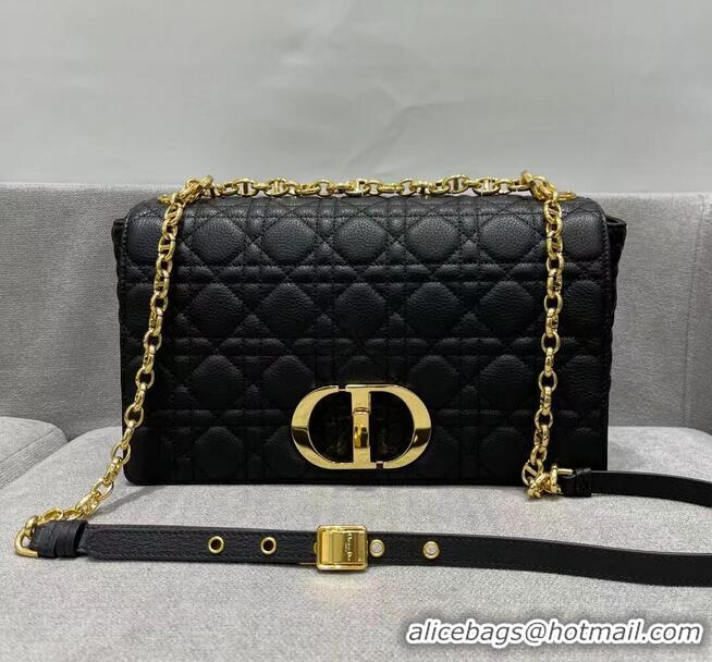 Buy Discount LARGE DIOR CARO BAG Black Soft Cannage Calfskin M9243U