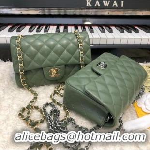 Traditional Discount CHANEL Classic Handbag Lambskin A1116 green