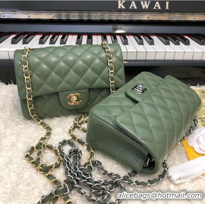 Traditional Discount CHANEL Classic Handbag Lambskin A1116 green