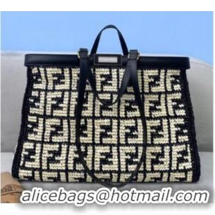 Best Price FENDI PEEKABOO ICONIC leather bag 8BN244 black&white