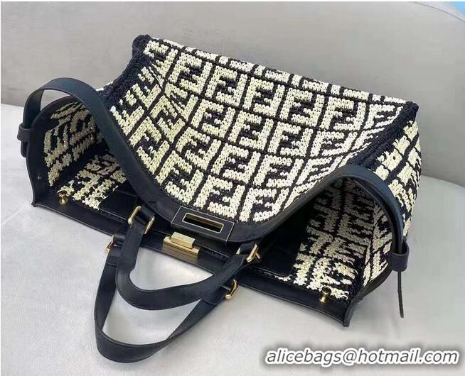 Best Price FENDI PEEKABOO ICONIC leather bag 8BN244 black&white