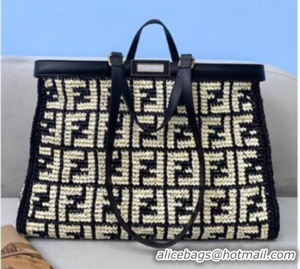 Best Price FENDI PEEKABOO ICONIC leather bag 8BN244 black&white