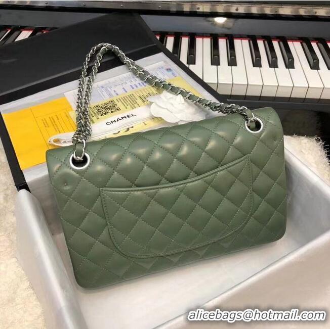 Unique Grade CHANEL Classic Handbag Lambskin A1112 green