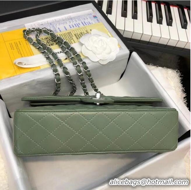 Unique Grade CHANEL Classic Handbag Lambskin A1112 green