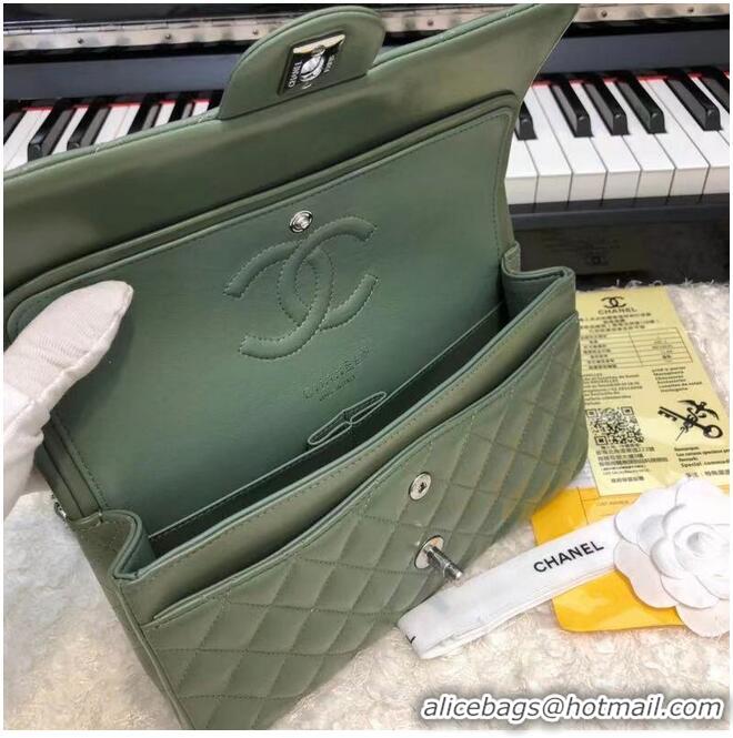 Unique Grade CHANEL Classic Handbag Lambskin A1112 green