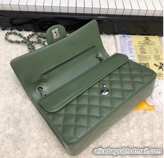 Unique Grade CHANEL Classic Handbag Lambskin A1112 green