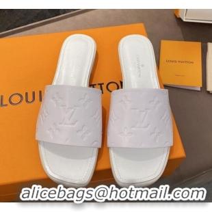 Good Product Louis Vuitton Revival Flat Slide Sandals in Monogram Embossed Calfskin 012535 White