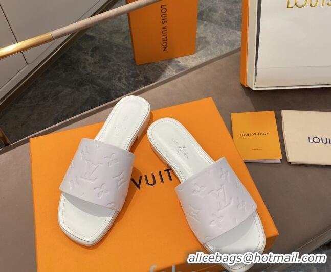 Good Product Louis Vuitton Revival Flat Slide Sandals in Monogram Embossed Calfskin 012535 White