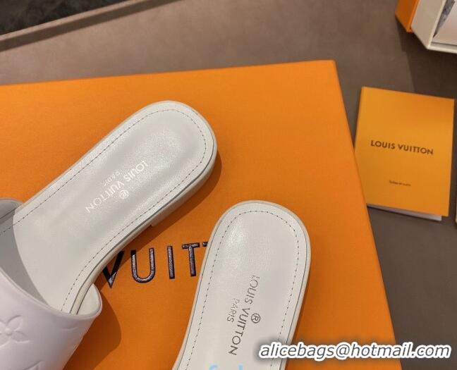 Good Product Louis Vuitton Revival Flat Slide Sandals in Monogram Embossed Calfskin 012535 White