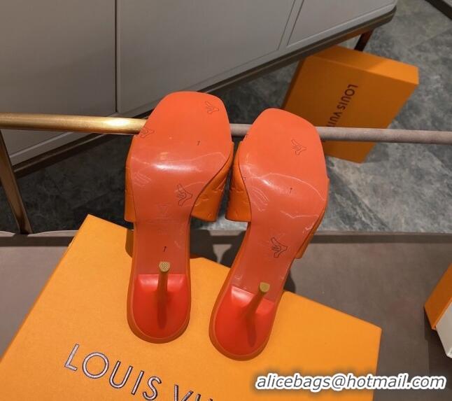 Top Quality Louis Vuitton Revival Heel Mules 8.5cm in Monogram Embossed Calfskin 012539 Orange