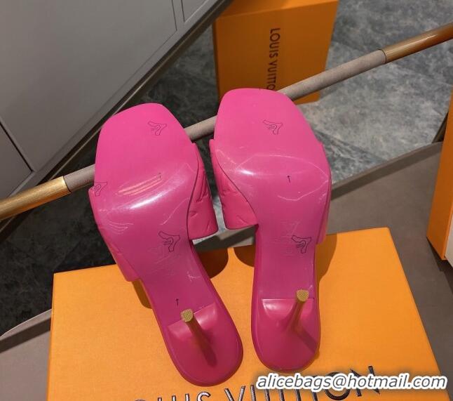 Super Quality Louis Vuitton Revival Heel Mules 8.5cm in Monogram Embossed Calfskin 012539 Pink