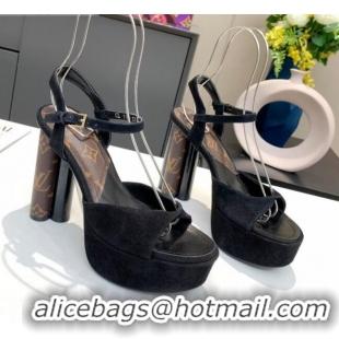 Unique Style Louis Vuitton Podium Suede Platform Sandal 012677 Black