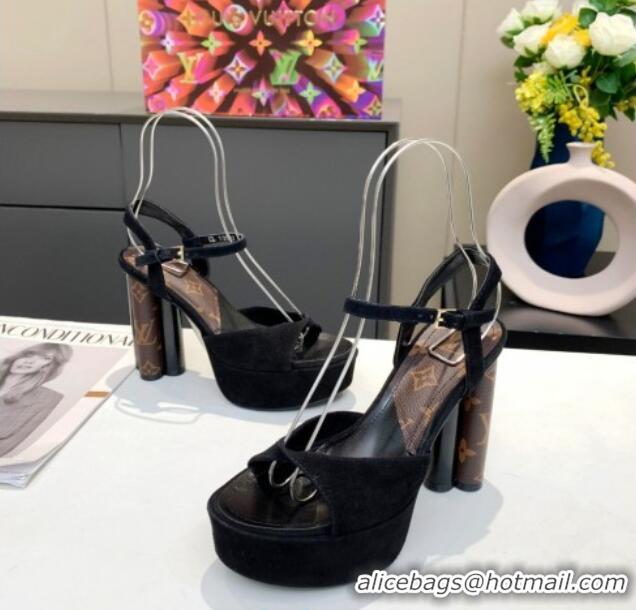 Unique Style Louis Vuitton Podium Suede Platform Sandal 012677 Black