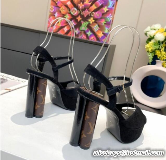 Unique Style Louis Vuitton Podium Suede Platform Sandal 012677 Black