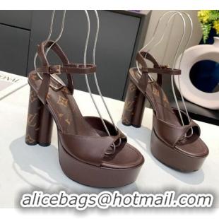 Good Looking Louis Vuitton Podium Platform Sandal 012677 Dark Brown