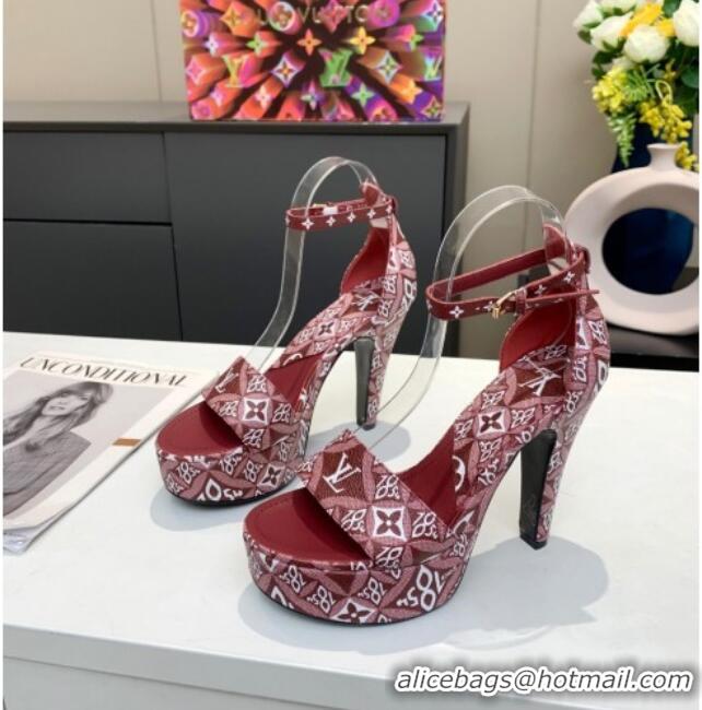 Good Quality Louis Vuitton Since 1854 Afterglow Platform Heel Sandal 11.5cm 012680 Burgundy 2021