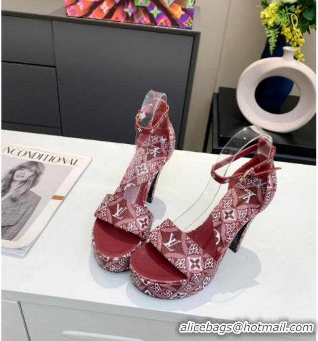 Good Quality Louis Vuitton Since 1854 Afterglow Platform Heel Sandal 11.5cm 012680 Burgundy 2021