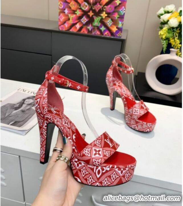 Top Design Louis Vuitton Since 1854 Afterglow Platform Heel Sandal 11.5cm 012680 Red 2021