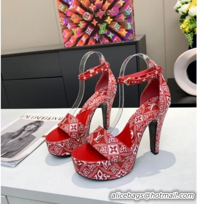 Top Design Louis Vuitton Since 1854 Afterglow Platform Heel Sandal 11.5cm 012680 Red 2021