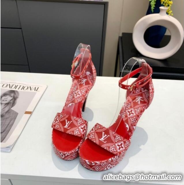 Top Design Louis Vuitton Since 1854 Afterglow Platform Heel Sandal 11.5cm 012680 Red 2021