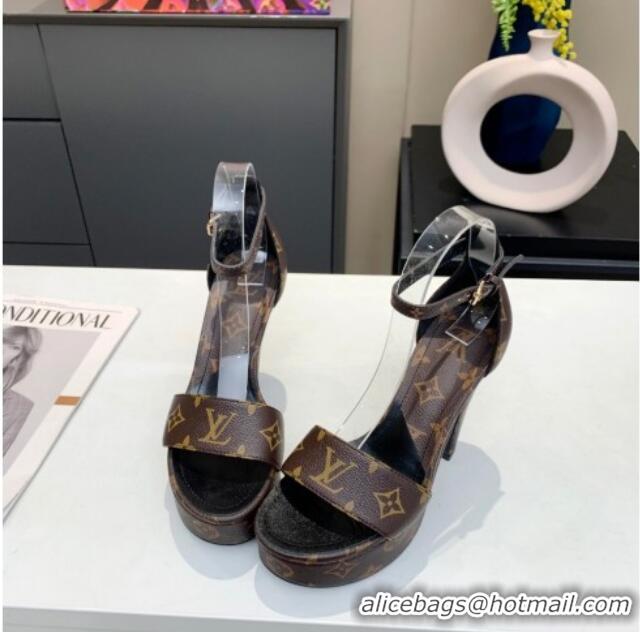 Luxury Cheap Louis Vuitton Monogram Canvas Afterglow Platform Heel Sandal 11.5cm 012680