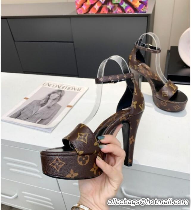 Luxury Cheap Louis Vuitton Monogram Canvas Afterglow Platform Heel Sandal 11.5cm 012680