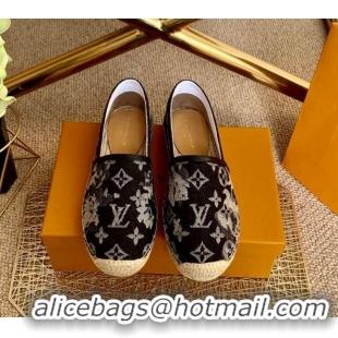 Low Price Louis Vuitton Bidart Espadrilles in Black Monogram Tapestry Denim 012712