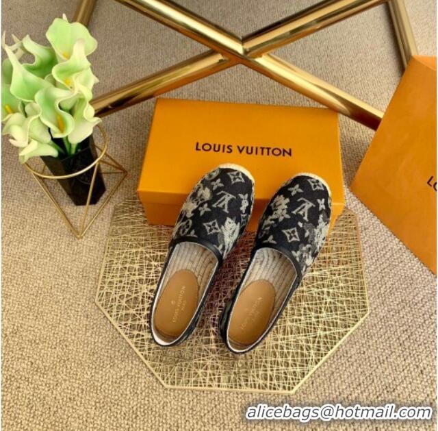 Low Price Louis Vuitton Bidart Espadrilles in Black Monogram Tapestry Denim 012712