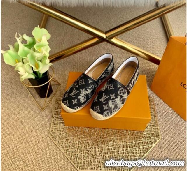 Low Price Louis Vuitton Bidart Espadrilles in Black Monogram Tapestry Denim 012712