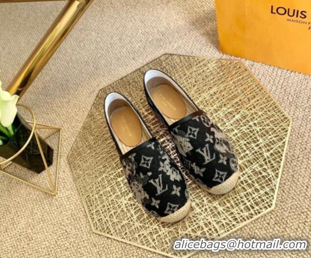 Low Price Louis Vuitton Bidart Espadrilles in Black Monogram Tapestry Denim 012712