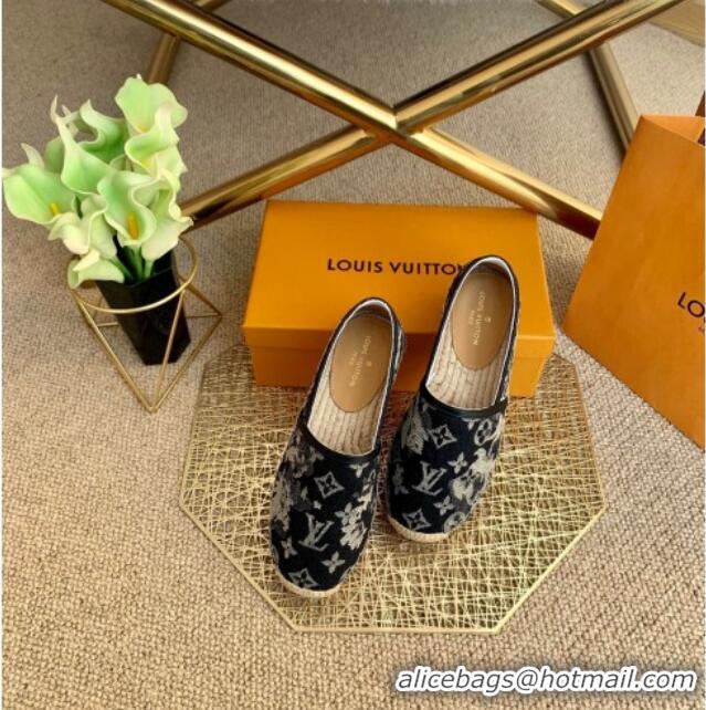 Low Price Louis Vuitton Bidart Espadrilles in Black Monogram Tapestry Denim 012712