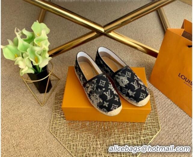 Low Price Louis Vuitton Bidart Espadrilles in Black Monogram Tapestry Denim 012712