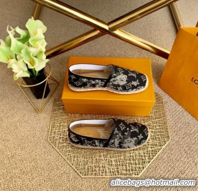 Low Price Louis Vuitton Bidart Espadrilles in Black Monogram Tapestry Denim 012712