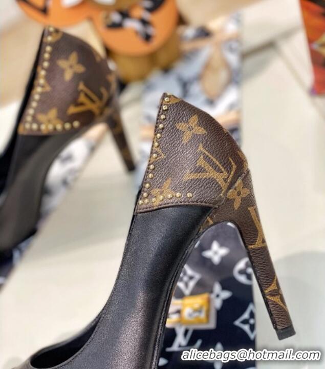 Good Product Louis Vuitton Cherie Pump 9.5cm in Studded Monogram Canvas 022530 Black