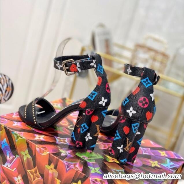 Best Grade Louis Vuitton Game On Silhouette Sandals 10cm in Studded Monogram Canvas 022536