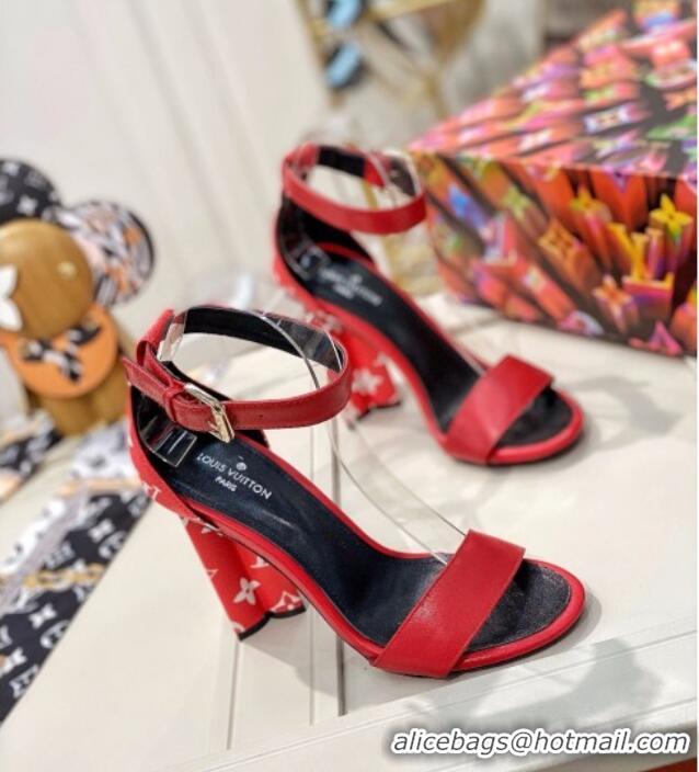 Popular Style Louis Vuitton Silhouette Sandals 10cm in Monogram Canvas and Leather Red 022541