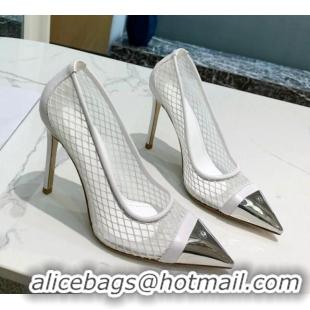 Discount Louis Vuitton Urban Twist Mesh Pump 5.5/10.5cm with Silver Cap 022546 White