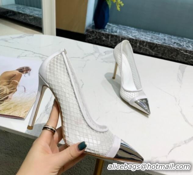 Discount Louis Vuitton Urban Twist Mesh Pump 5.5/10.5cm with Silver Cap 022546 White